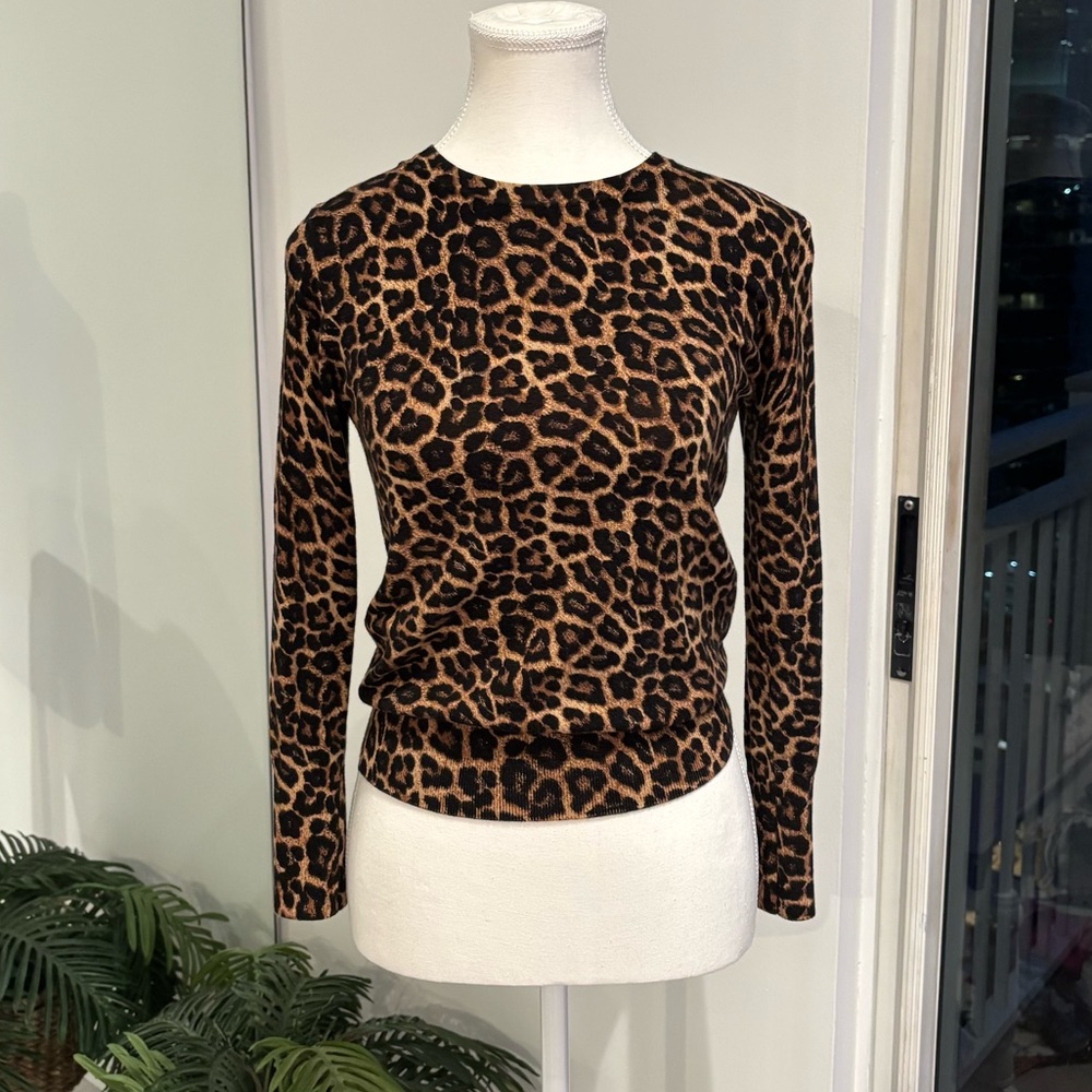 Zara Brown Leopard Print Long Sleeve Top